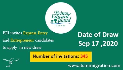 Prince Edward Island EOI draw 17 Sep 2020 immigrate to canada PEI Labour & Express Entry PEI Business Work Permit Entrepreneur