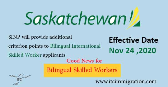 Aَdditional point to Bilingual Saskatchewan Skilled Worker immigrate to Canada