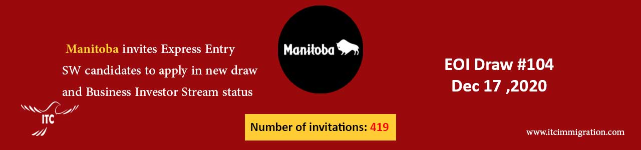 Manitoba Express Entry & Business Investor Stream 17 Dec 2020 immigrate to Canada