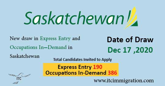Saskatchewan Express Entry 17 Dec 2020 immigrate to Canada Saskatchewan Occupation In-Demand 17 Dec 2020