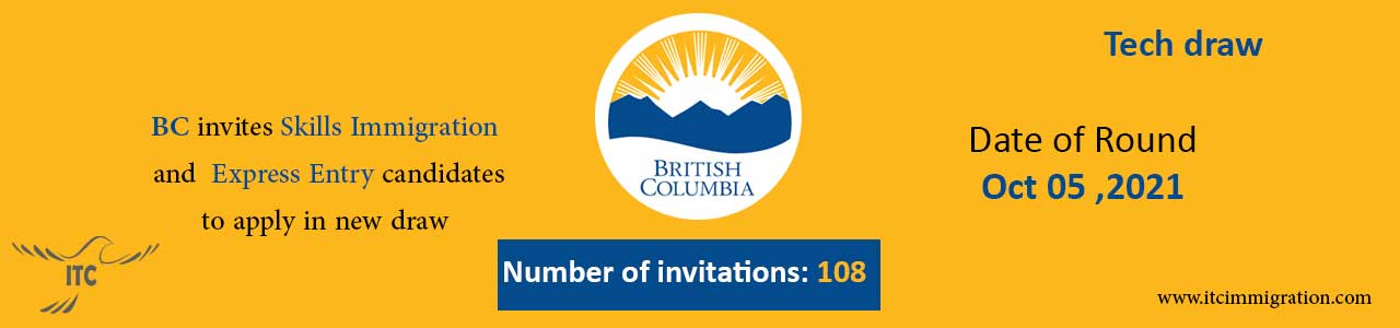 British Columbia Express Entry BC PNP Tech Draw 5 Oct 2021