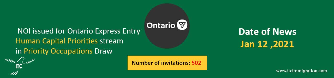 Ontario PNP Express Entry 12 Jan 2022