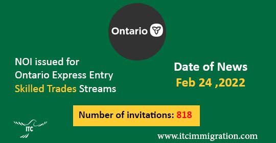 Ontario PNP Express Entry 24 Feb 2022 Skilled Trades