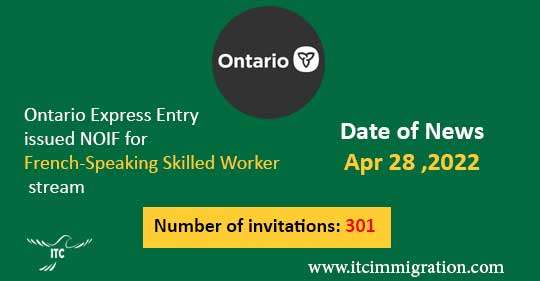 Ontario Express Entry 28 Apr 2022