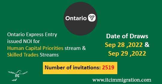 Ontario Express Entry 28 Sep 2022