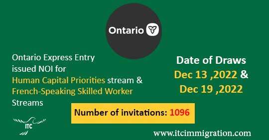 Ontario Express Entry 19 Dec 2022 immigrate to Canada immigrate to Ontario