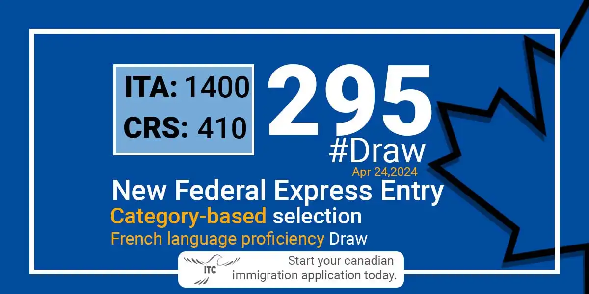 Latest Express Entry Category-based selection 2024 Draw 295 | 1,400 ITAs