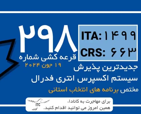 آخرین و جدیدترین نتایج قرعه‌کشی اکسپرس انتری 2024 حداقل امتیاز CRS و ITA دراو 298