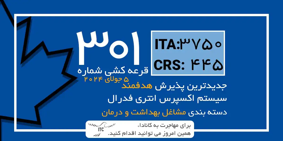 آخرین و جدیدترین قرعه‌کشی دسته بندی اکسپرس انتری 2024 | امتیاز CRS دراو 301