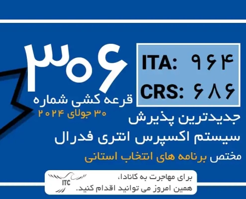 آخرین و جدیدترین نتایج قرعه‌کشی اکسپرس انتری 2024 حداقل امتیاز CRS و ITA دراو 306